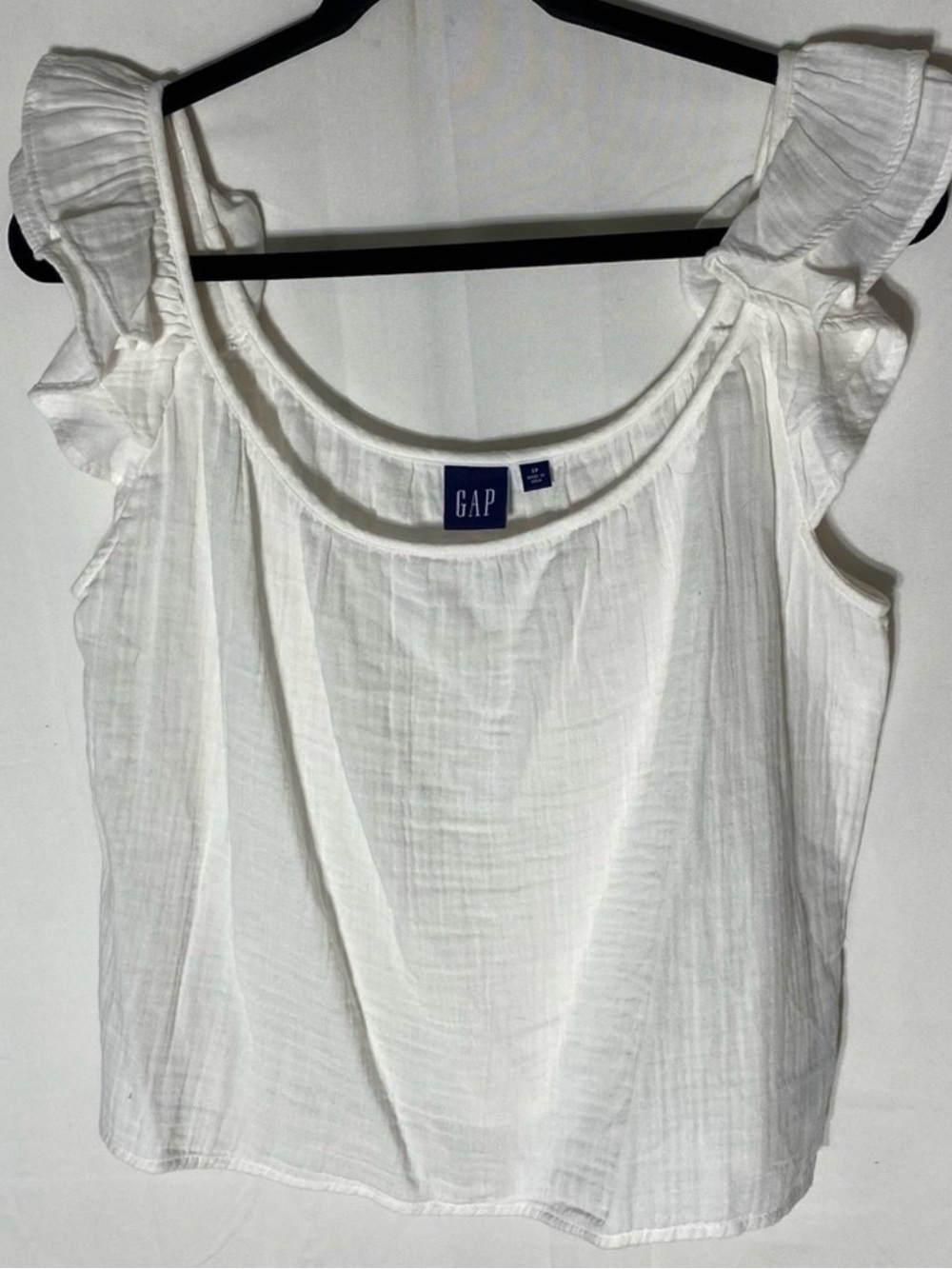 GAP White Gauze Sleeveless Ruffle Blouse S